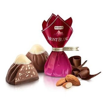 Cukriky čokoladov&eacute; Roshen s mandľami Mont Blanc